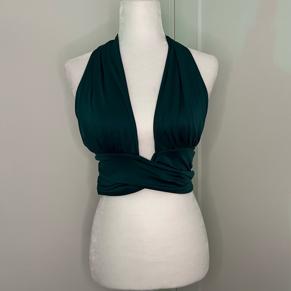 Green Halter Crop Top